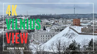 Vilnius, Lithuania 4K 60fps - Snowy City View | Vilnius Old Town