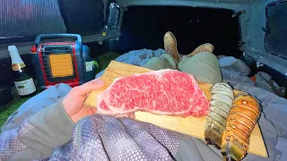 Cooking a Gourmet Dinner out of my Truck (Camping Meal)