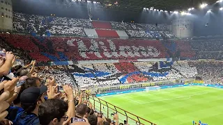 Inter - Benfica 1-0. Coreografia dell'Inter e inno della Champions