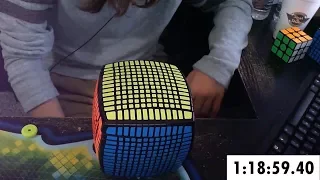 13x13 Rubik's Cube Solved in 1:18:59.40 (Timelapse)
