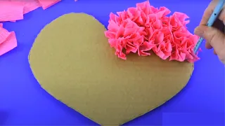 Tissue Paper Puffy Heart Valentine's Window Decoration - Easy Craft Project / DIY Room Decor