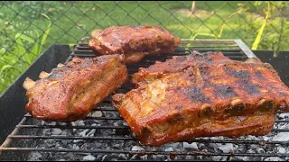 FANTASTICALLY TASTY PORK RIBS on the grill. Super juicy marinated pork ribs