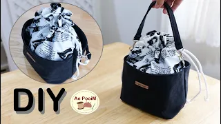 DIY Drawstring bag with outer pockets
