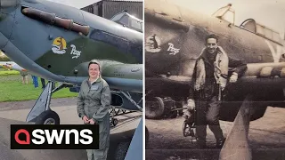 Aussie woman flies in her late grandfather's restored WW2 RAF plane | SWNS