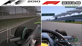 F1 Game Comparison (2010 - 2018 | Shanghai International Circuit | Chinese GP Hotlaps)