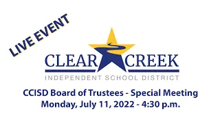 CCISD Board of Trustees Workshop Meeting - Monday, July 11, 2022 - 4:30 p.m.