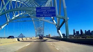 Road Trip #214 - I-40 E - West Memphis, Arkansas to Memphis, Tennessee   Hernando DeSoto Bridge