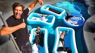 Best Friends spend 24HRS in INFLATABLE POOLS in BACKYARD POOL! *Summer Experiment*