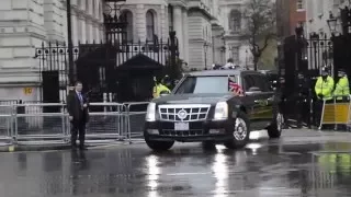 President Obama's Secret Service /Special Escort Group Motorcade leaving 10 downing street