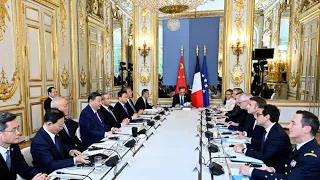 Presidents Xi Jinping and Emmanuel Macron hold talks at Elysee Palace