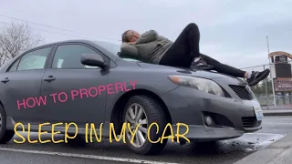 I learned how to stretch out in my 2009 Toyota Corolla! | Sleeping in my car the right way!