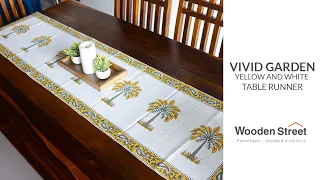 Vivid Garden Yellow and White Table Runner [ Beautiful Table Runner ] Wooden Street