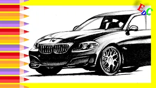 How to Draw a BMW car Sketch by Only using a Pencil || Time lapse || #cardrawing