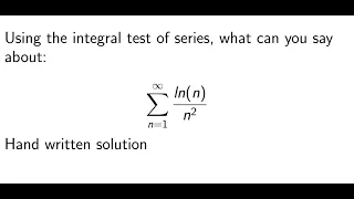 using the integral  test for series to prove that a series is convergent.