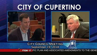 Cupertino City Council Meeting (Vallco Public Hearing) - September 19, 2018