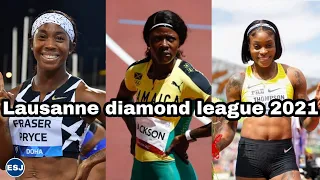 Elaine thompson,Shelly ann fraser & Shericka Jackson race in Lausanne Switzerland Diamondleague 2021