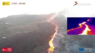 04/12/21 Vuelo de dron de las 7:30 h, térmico+RGB Erupción La Palma IGME