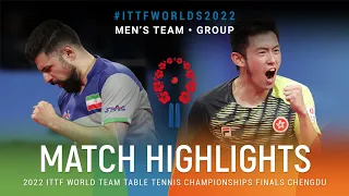 Highlights | Nima Alamian (IRI) vs Wong Chun Ting (HKG) | MT Grps | #ITTFWorlds2022