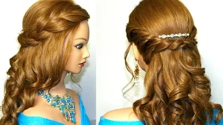 Curly prom hairstyle for medium long hair. Tutorial