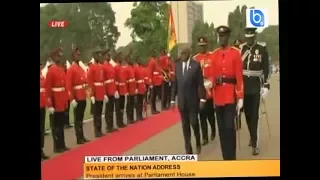 Nana Addo inspects the guard of honour at Parliament for 'SONA'