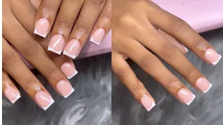 How To Do A French Acrylic Overlay On Short Natural Nails | Beginner Friendly Tutorial