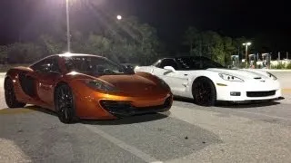 2012 McLaren MP4-12C vs 2012 Chevrolet Corvette ZR1 Drag Racing 1/4 Mile