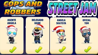 Talking Tom Gold Run Christmas Agent Angela vs Deputy Hank vs Officer Tom vs skate angela vs Raccoon