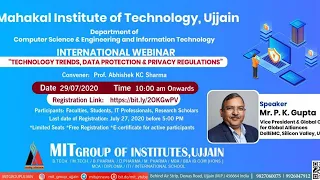 International Webinar:Technology Trends,Data Protection & Privacy Regulations:July 29, 2020,10:00 AM