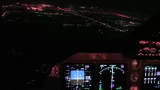 KLM Boeing B747-400 Night Landing Bangkok Cockpit view