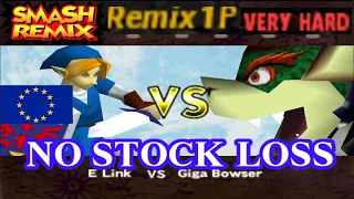 Smash Remix - Classic Mode Remix 1P Gameplay with PAL (EUR) Link (VERY HARD) No stock loss