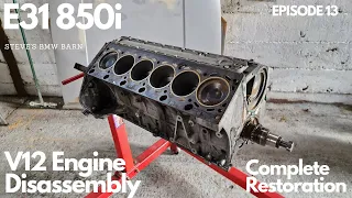 BMW E31 850i "Glacier" - Complete Restoration - V12 Engine Disassembly - Episode 13