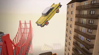 Cars Falls Off Building Into Physics Bridge | Teardown