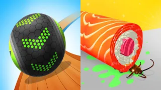 Going Balls VS Sushi Roll 3D Android iOS Gameplay (Level 496-500)