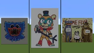 Which Minecraft Art looked the best? FNAF or Huggy Wuggy 🤔 #Shorts