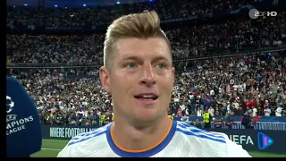 Toni Kroos Sauer und bricht Interview ab/ Champions League Finale 2022 Liverpool Real Madrid