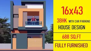 16X43 North Facing 3bhk duplex House Plan|16*43 house design|MODERN SINGLE FLOOR HOUSE DESIGN