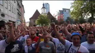 FC Carl Zeiss-Jena- und FC Bayern München-Fans feiern gemeinsam