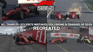 F1 2019 GAME: RECREATING ALL CHARLES LECLERC'S CRASHES, MISTAKES & COLLISIONS OF 2019