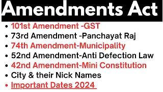 Important Constitutional Amendments | ସମ୍ବିଧାନ ସଂଶଧନ  | Major Amendments Of Indian Constitution | Gk