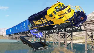 Railway Сrossing Train Сrashes #19 - Beamng drive