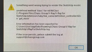 V-Ray: SketchUp error with Expected string | live_scene:456: