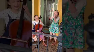 Drunken Sailor/Swallowtail jig 🍀 Chloé age 7 🤍Anna age 9 🧡 Sea Shanty #cello #violin