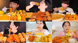 🍗 Mukbang Korean eating Chicken Bburinkle ASMR Spicy Chicken BHC with Noodle Compilation ‼️ Part 1