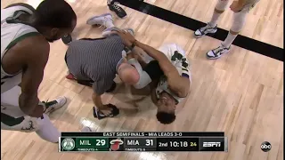 [BREAKING NEWS] Giannis goes down "screaming in pain" with an ankle sprain  - Bucks vs Heat - Game 4