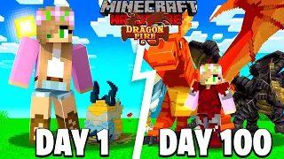 I Survived 100 Days in DRAGON FIRE 2 *Bedrock Edition* Minecraft