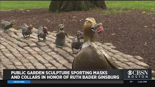 Make Way For Ducklings Sculpture Sports Masks, Collar In Honor Of Ruth Bader Ginsburg