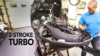 2-Stroke boosted MOD SLED BUILD TOUR (snowmobile hill climber). Two-stroke turbo.