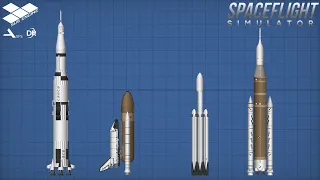 Saturn V, Space Shuttle, Falcon Heavy and SLS Launch Comparison | SFS (Free Version + BP)