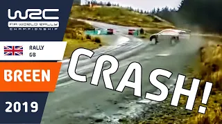 BREEN crash Rally GB 2019. Too Fast, long slide off the road! Myherin Stage