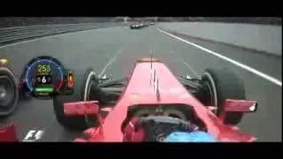 F1 2013 Belgium GP Race Alonso overtakes Webber at Eau Rouge Onboard